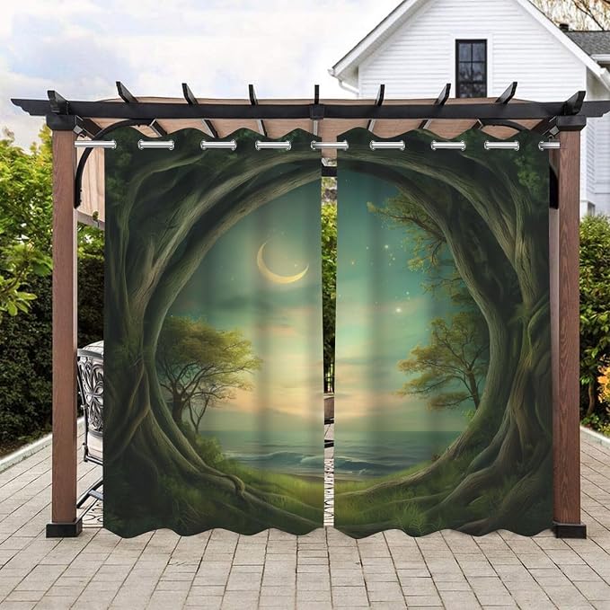 Forest Theme Waterproof Outdoor Curtains by Lirduipu