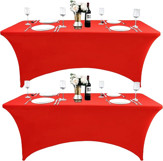 2-Pack 8ft Red Spandex Table Covers by Unknown