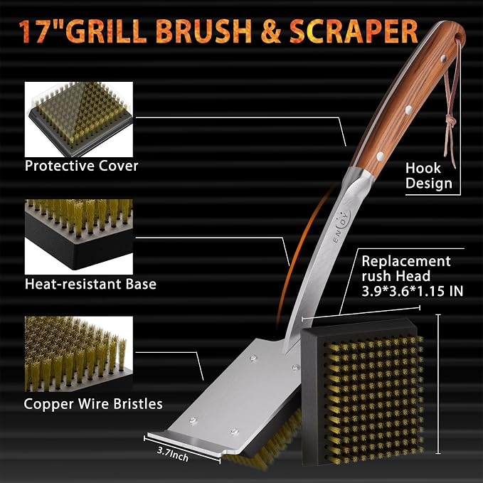 ENLOY Copper Wire Grill Brush Replacement Head, Grill Cleaning Bristle Brush - Image 3