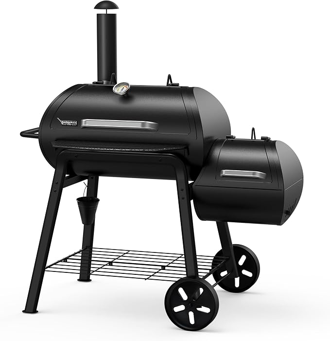 Brand-Man Charcoal Grill Offset Smoker, Heavy-Duty Barrel BBQ Grill Smoker Combo by Brand-ManGrills
