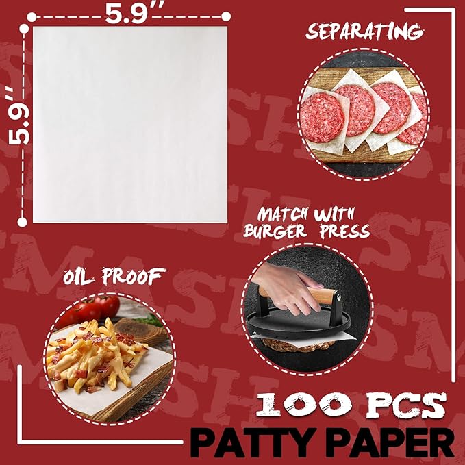 5pcs Smash Burger Press Kit, 3 in 1 Hamburger Press Patty Maker, Cast Iron - Image 6