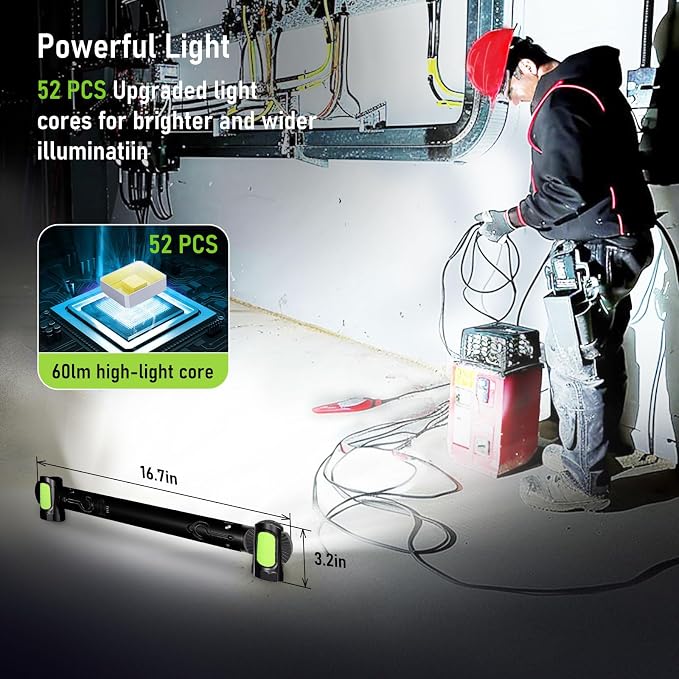 Work Light for Mechanic, 3200LM LED Work Lights, 5400mAh Rechargeable Magnetic - Image 2