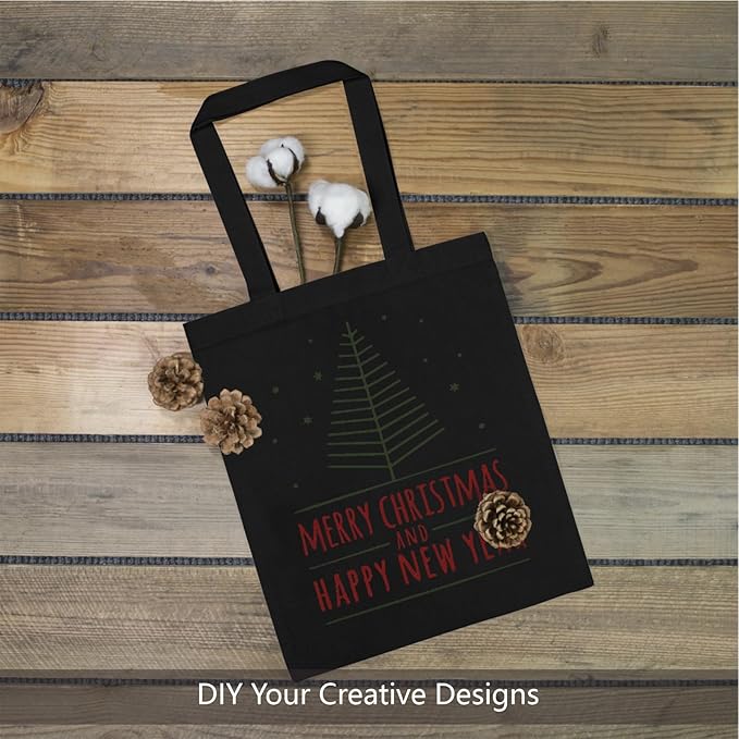 TOPDesign 20-Pack Economical 11.8"x13" Black Cotton Tote Bag, 5oz Lightweight - Image 3