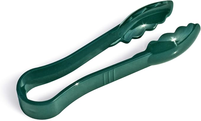 Serving Tongs, Green Polycarbonate Plastic, Set of 12, 6 Inch