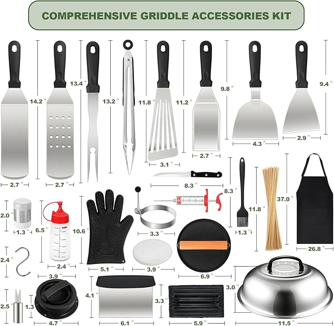 Barbecue Tool Set, 237 Piece Stainless Steel Griddle Kit with Storage Bag