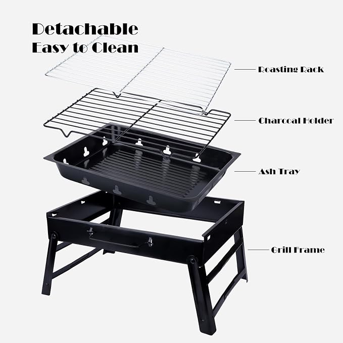 Portable Charcoal Grill for Camping Tailgating Beach Boating Foldable Small - Image 3
