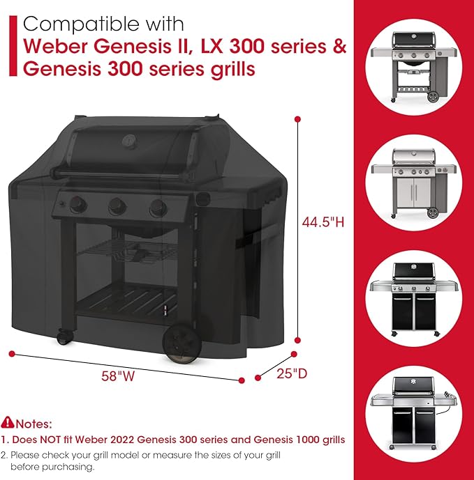 Unicook 58 Inch Grill Cover for Weber Genesis II, LX 300 Series and Genesis 300 - Image 2