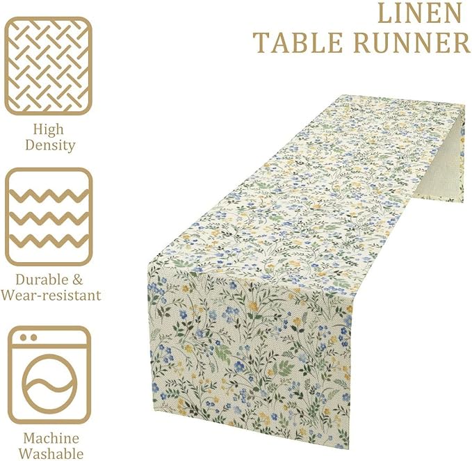 Rustic Flower Table Runner, Spring Sage Green Eucalyptus Leaves Watercolor - Image 4