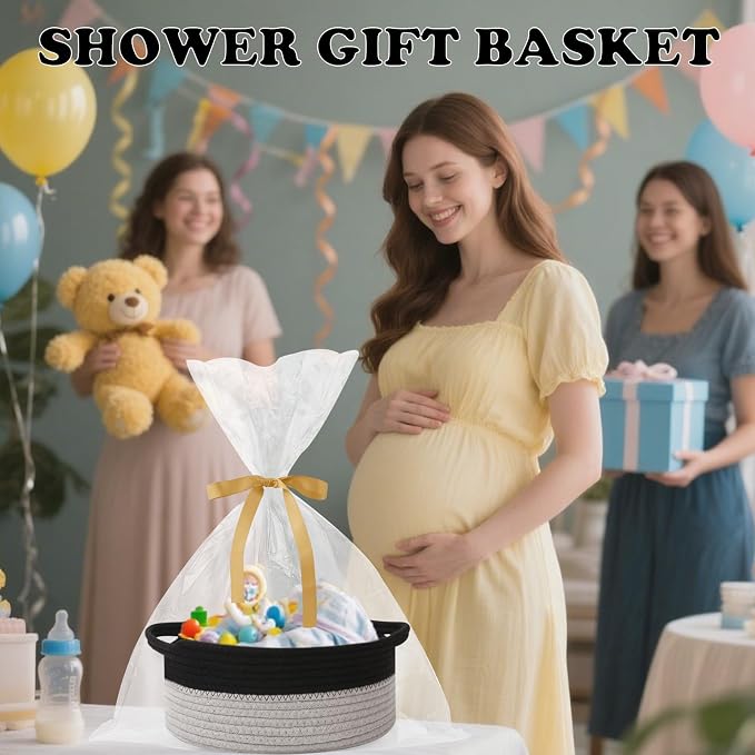 Gift Basket with Gift Bag and Ribbons, Small Rope Woven Shelf Storage, Baskets - Image 6
