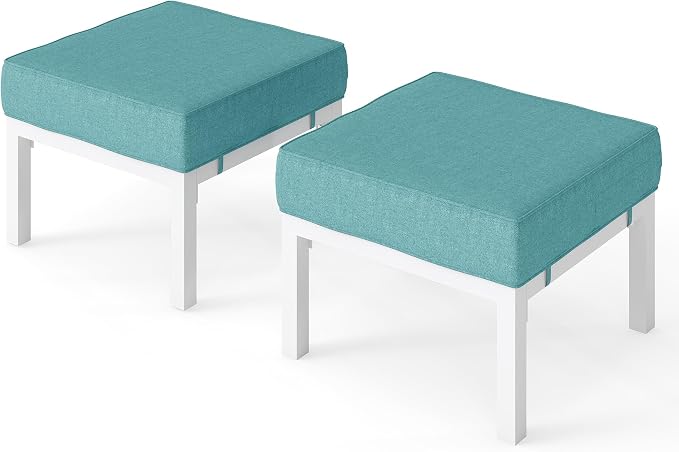 Solaste Outdoor Footstools Patio Ottoman Set of 2, Aluminum All-Weather Outdoor - Image 7