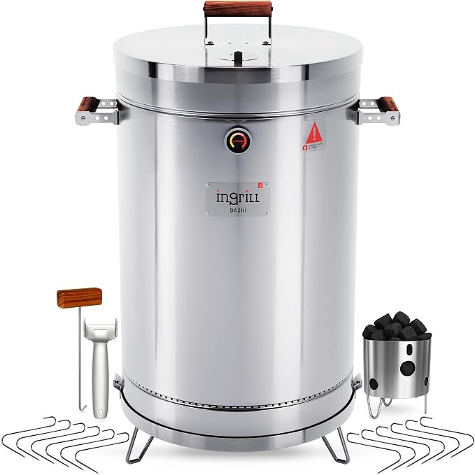 3-in-1 Stainless Steel Smoker Barrel Grill – Portable Charcoal BBQ by InGrill