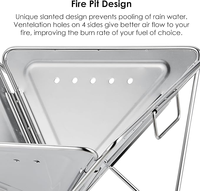 Explorer Bear 20" Stainless Steel Foldable Takibi Fire & Grill - Image 5