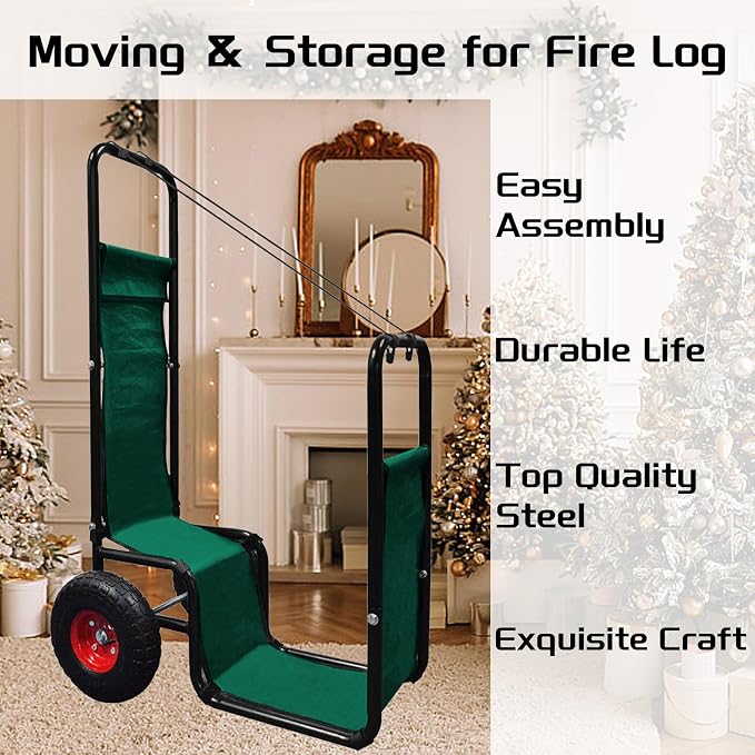 Firewood Cart with Pneumatic Wheel: 44 X 27 X 20 in Heavy Duty 220 lbs Load - Image 5
