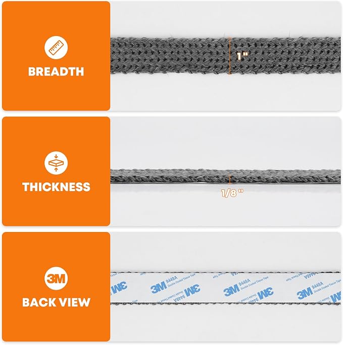 Stanbroil Stove Gasket Tape, 1/8" Thick 72" Length Self Adhesive Flat Gasket - Image 3