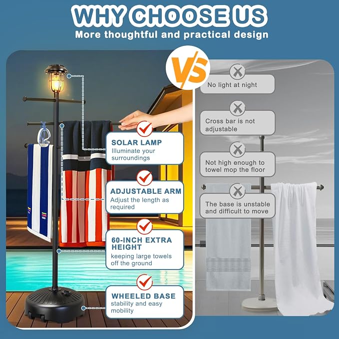Solar Light Pool Towel Rack - Image 4