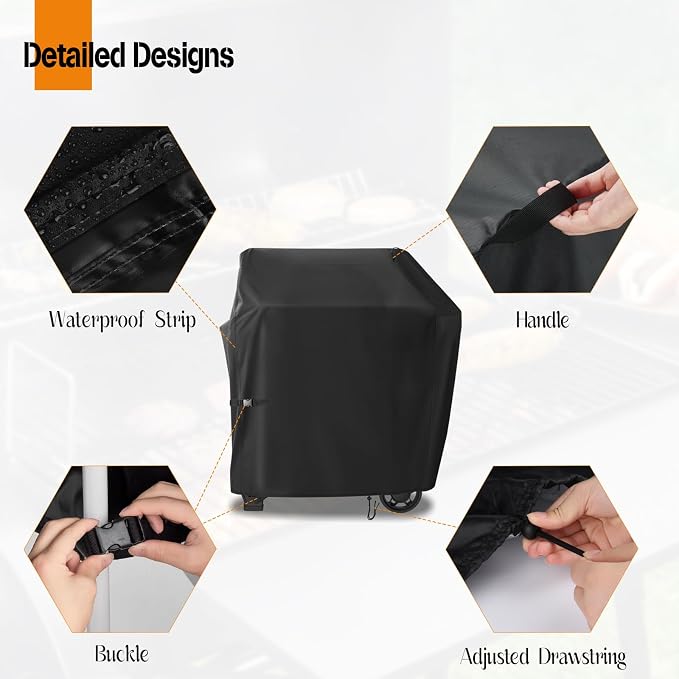 Grill Cover for Weber Searwood 600 XL Pellet Grill, Heavy-Duty 600D Griddle - Image 3
