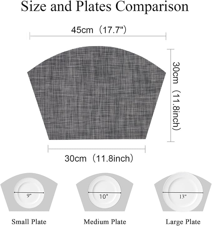 SHACOS Wedge Placemats Set of 4 Woven Vinyl Small Round Table Placemats Wipe - Image 3