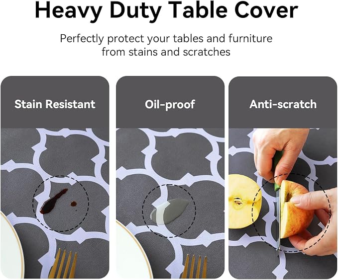 Romanstile Rectangle Plastic Tablecloth, 100% Waterproof Oil-Proof Checkered - Image 4