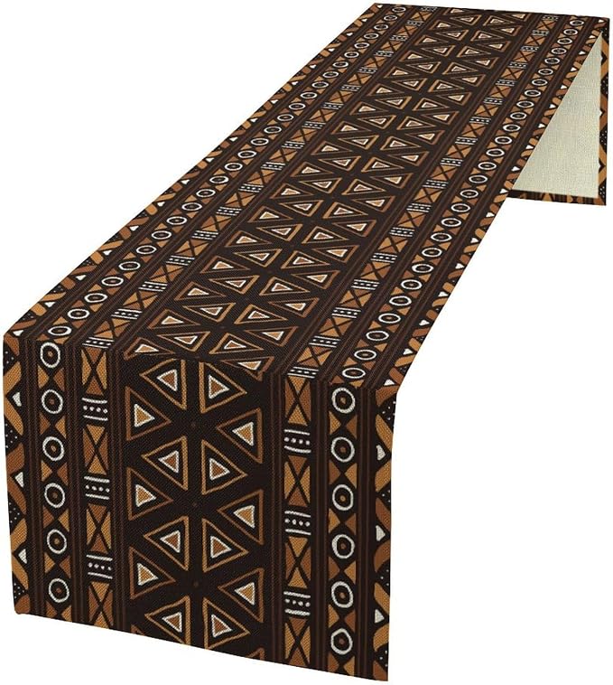 African Table Runner, Geometric Motifs Southwestern Native Tribal Ethnic Table by Unknown