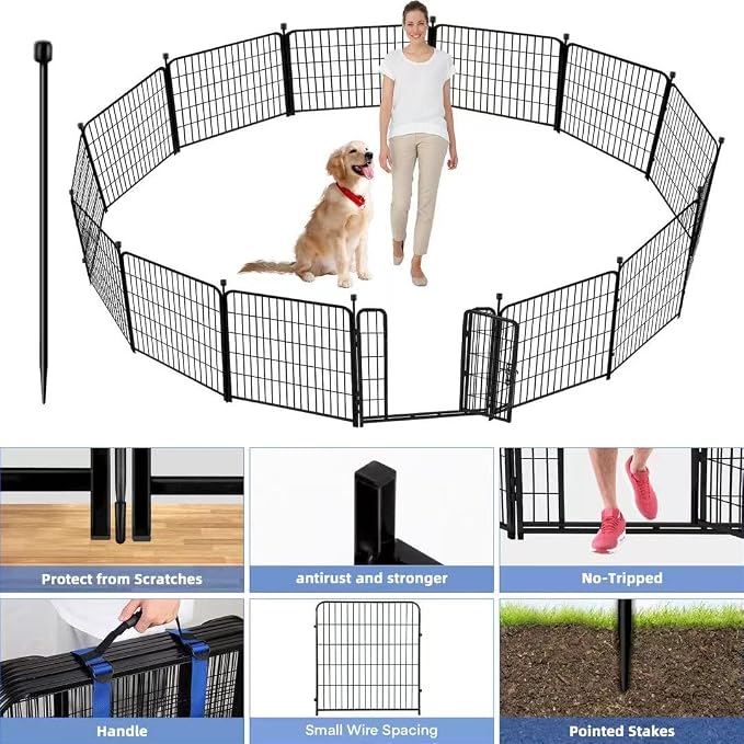 ADAVIN Metal Garden Fence with Gate, 36 in 10 Panels Heavy Duty Iron Animal - Image 2