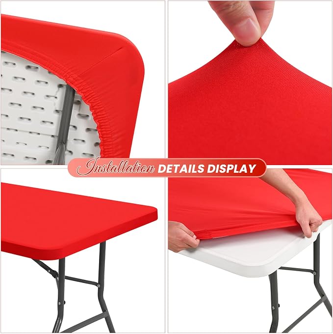 10 Pack Stretch Fabric Table Top Cap Cover, Washable Elastic Universal - Image 4