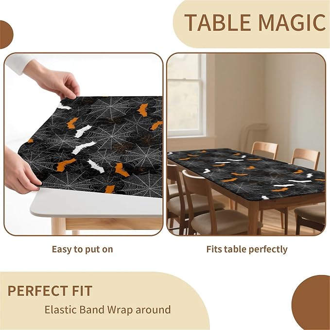 Rectangle Table Cloth Cover Waterproof Elastic Fitted Polyester Fitted - Image 4