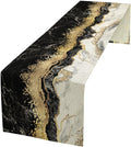 Marble Table Runner, Ink Golden Marble Texture Table Runner by Unknown