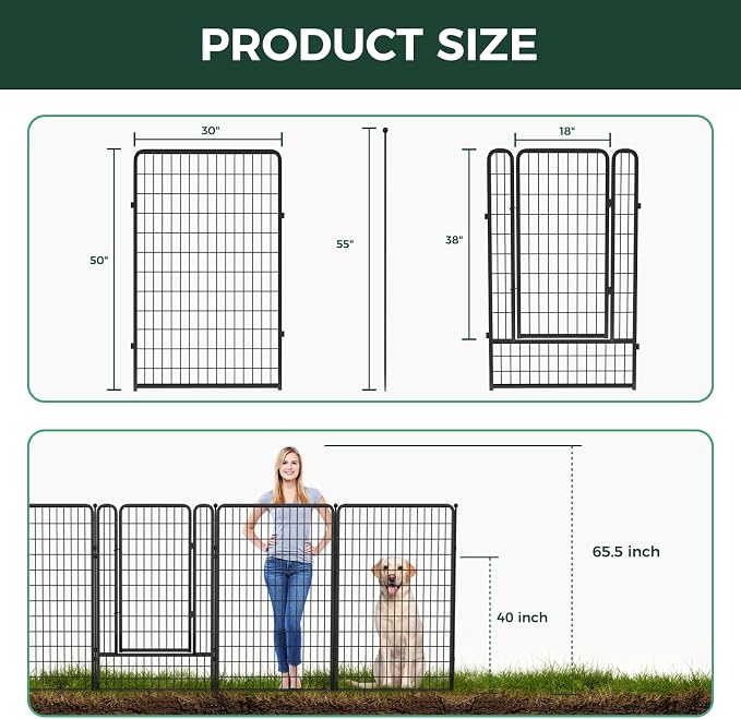 FXW Garden Fence Outdoor for The Yard – 50in x 10.4ft Heavy Duty Metal Animal - Image 5