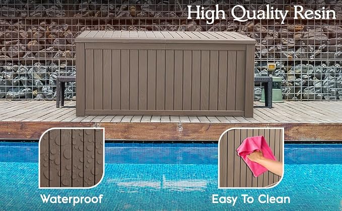 180 Gallon Large Resin Outdoor Storage Deck Box, - Image 7