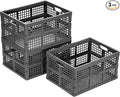 34L Large Plastic Folding Storage Crates, Collapsible Crates by Eslite
