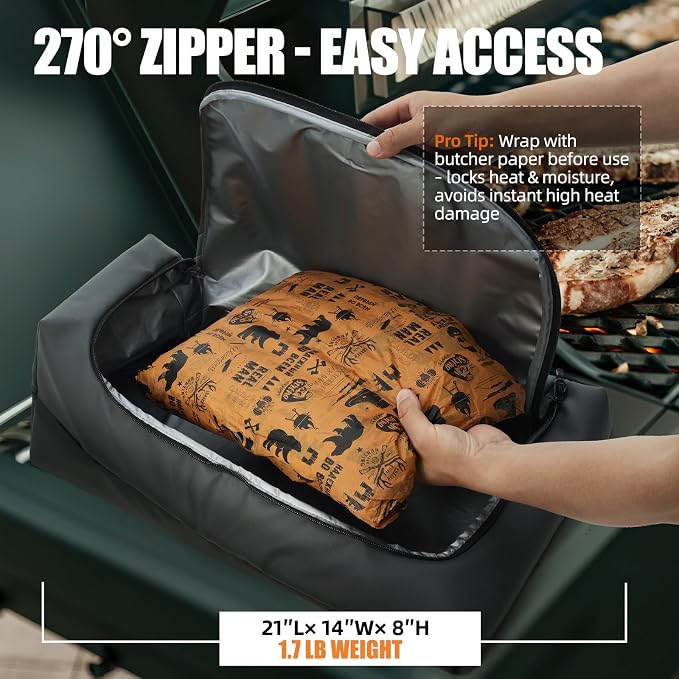 BBQ Blanket for Resting Meat, Leak-Proof Insulated Meat Resting Bag, 270° Top - Image 3