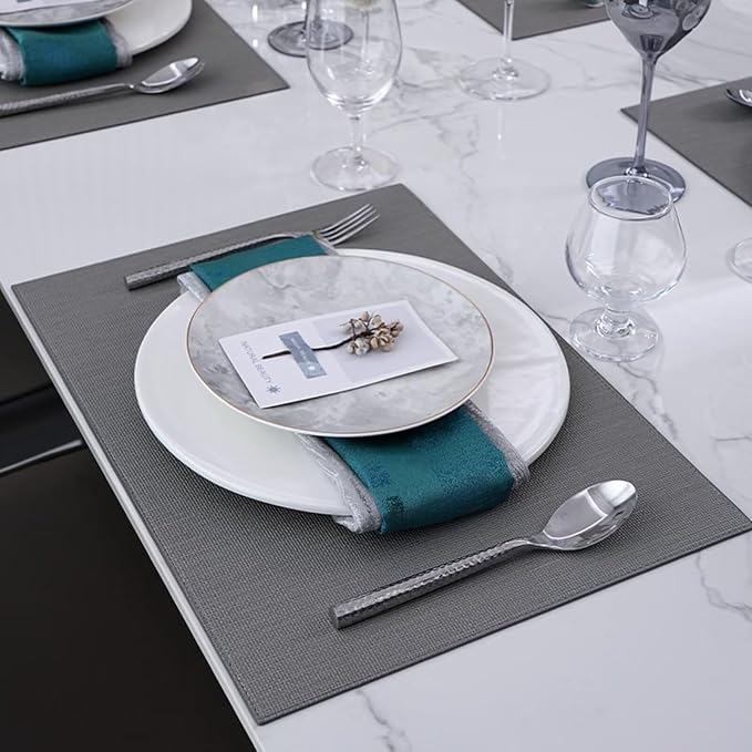 Placemats Set of 4 Faux Leather Waterproof Oil-Proof Wipeable Table Mats - Image 3
