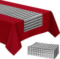 WANGDEFA 1 Pack Plastic Red Tablecloth Houndstooth Table Runner Houndstooth by WANGDEFA