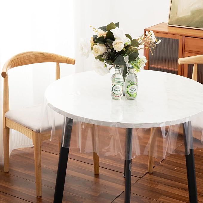 Clear Plastic Tablecloth Protector Round 60inch Diameter Waterproof Oilproof - Image 2