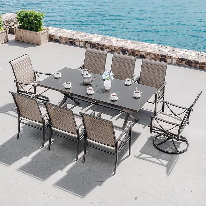 Kurapika 9-Piece Patio Dining Set, Outdoor Large Table - Image 2