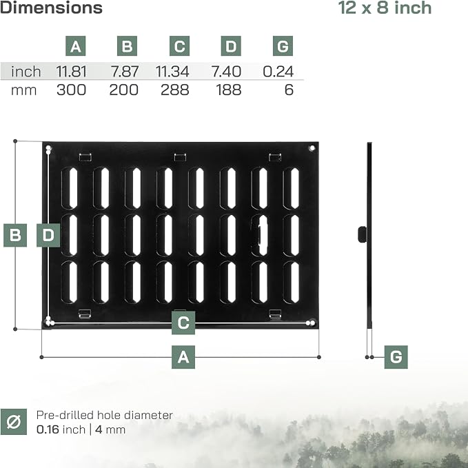 Vent Systems 12" x 8" Inch Black Metal Vent Cover - Image 2