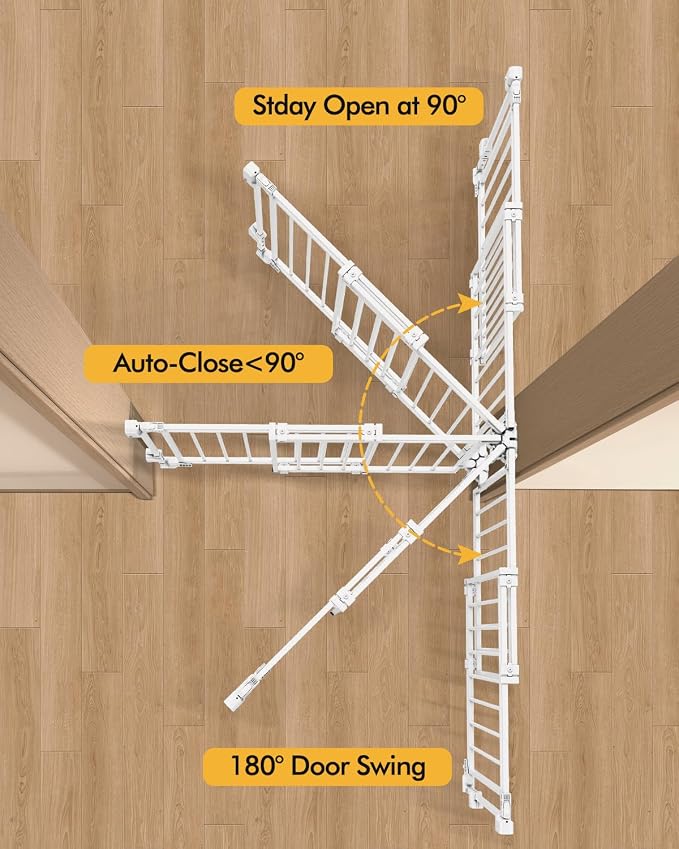 Baby Gate for Stairs Doorways & Kitchen, 26.4"-43" W x 29" H, No Bottom Bar Dog - Image 3