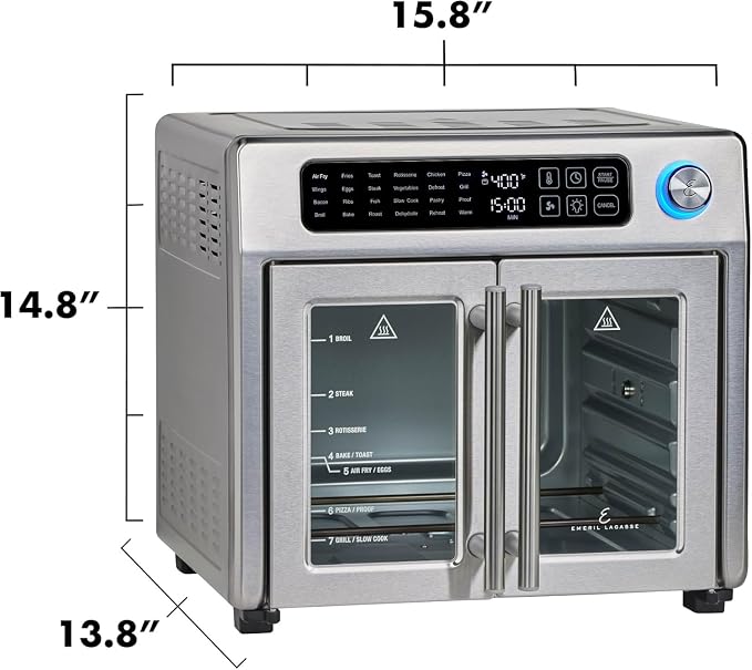 Emeril Lagasse Extra Large French Door Air Fryer Toaster Oven Combo, 24 Cooking - Image 3