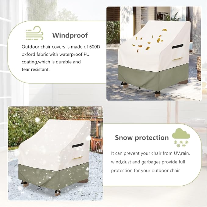 Patio Adirondack Chair Cover 28 W x 31 D x 36 H inches, 600D Heavy Duty - Image 7