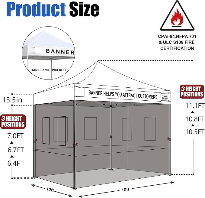 Eurmax USA 10'x10' Pop-up Canopy Tent Commercial Instant Canopies - Image 3