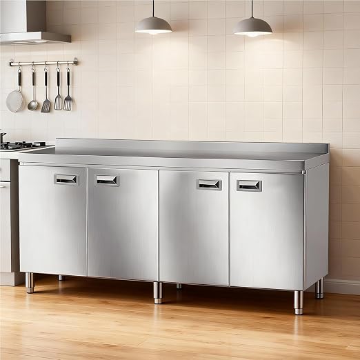 KINGBO 66.9" Stainless Steel Table Cabinet Heavy Duty Prep Table - Image 8