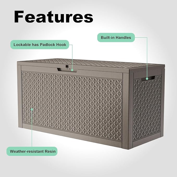 EasyUp 121 Gallon Outdoor Storage Box Waterproof, UV Resistant Resin Deck Box - Image 6