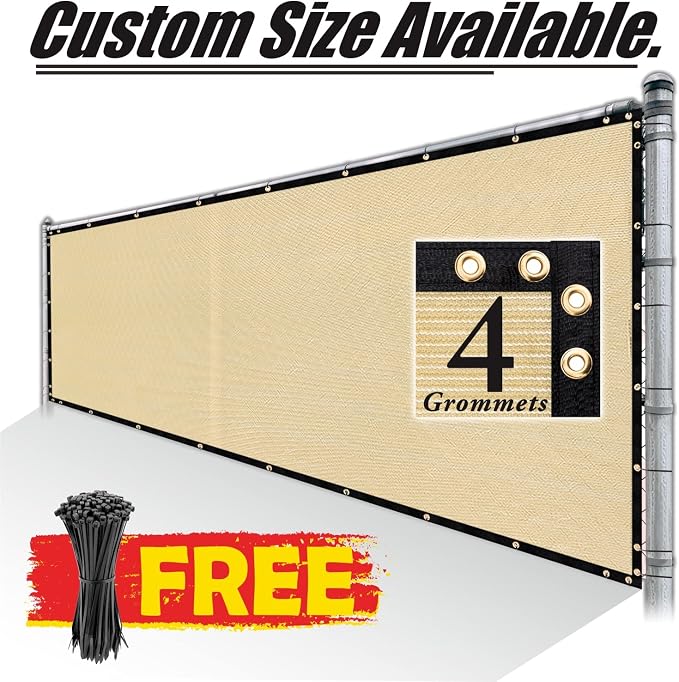 Royal Shade Custom Size 4' x 150' Beige Fence Privacy Screen Windscreen Cover - Image 8