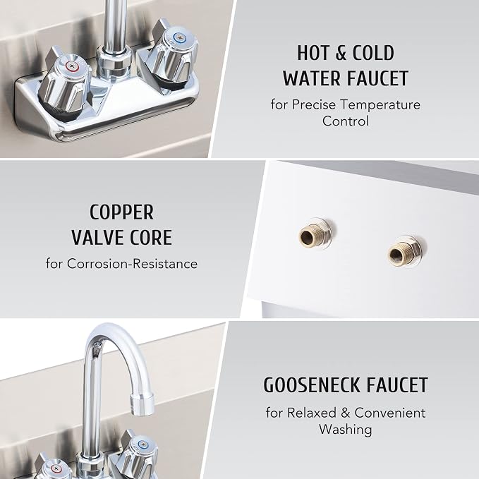 WILPREP Hand Sink Commercial Stainless Steel Sink - Image 6