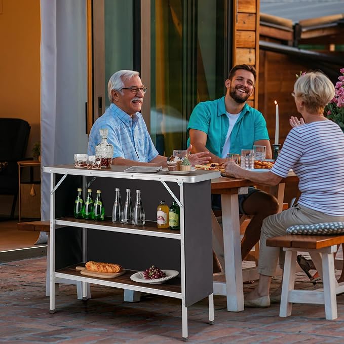 Giantex Portable Bar Table for Events, Folding Mobile Bartending Station - Image 8