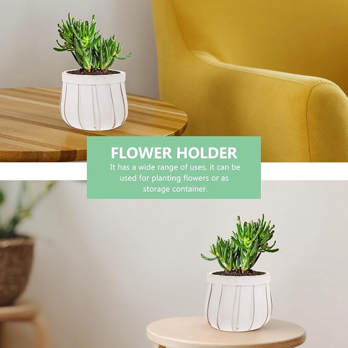 Round Woven Flower Pot with Plywood Base Flower Holder Planter - Image 7