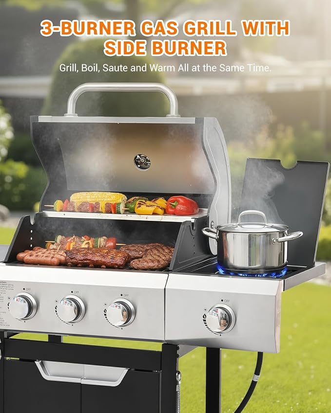 40, 500 BTU 3-Burner Propane Gas Grill - Image 3