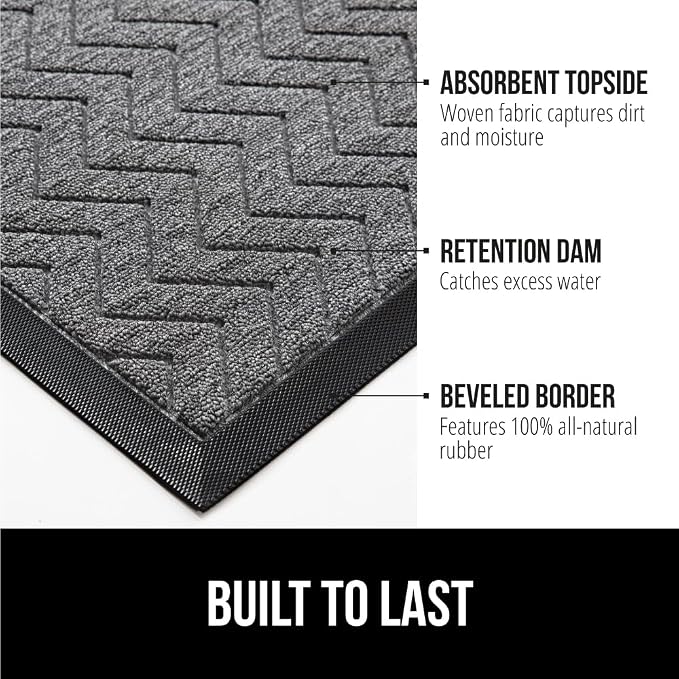 GORILLA GRIP 100% Waterproof All-Season WeatherMax Doormat, Durable Natural - Image 3