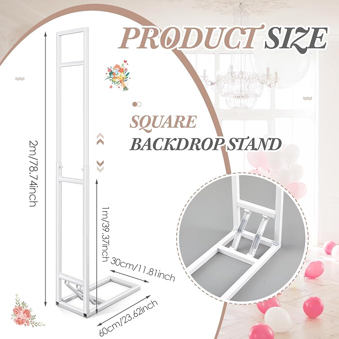 White Wedding Backdrop Stand Metal Balloon Arch Backdrop Stand - Image 3