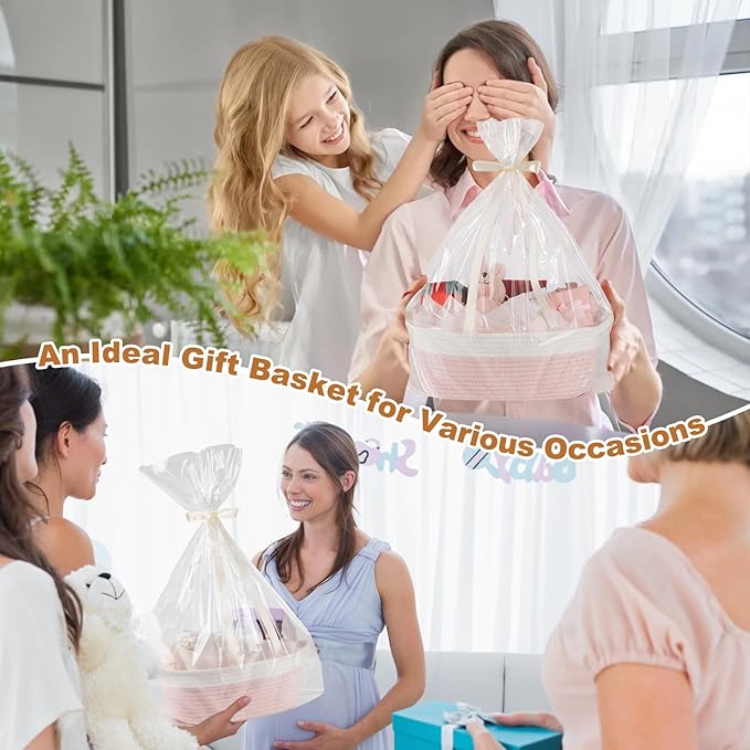 OIAHOMY Gift Basket Empty with Handle, 13.4"x 10"x 5.5" Small Woven Basket with - Image 4